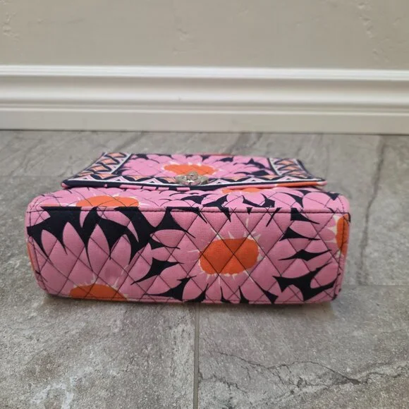 Vera Bradley Loves Me Pattern BLUE & PINK Julia Purse Turn Lock Detachable Strap - Picture 6 of 11